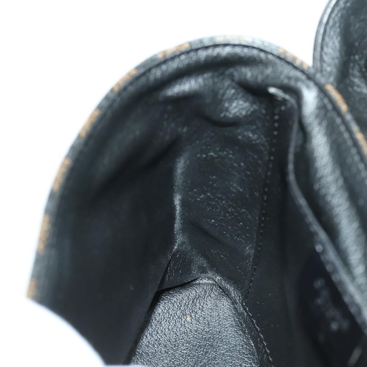 CELINE Macadam Canvas Hand Bag PVC Leather 2way Black Gold Auth 163425V