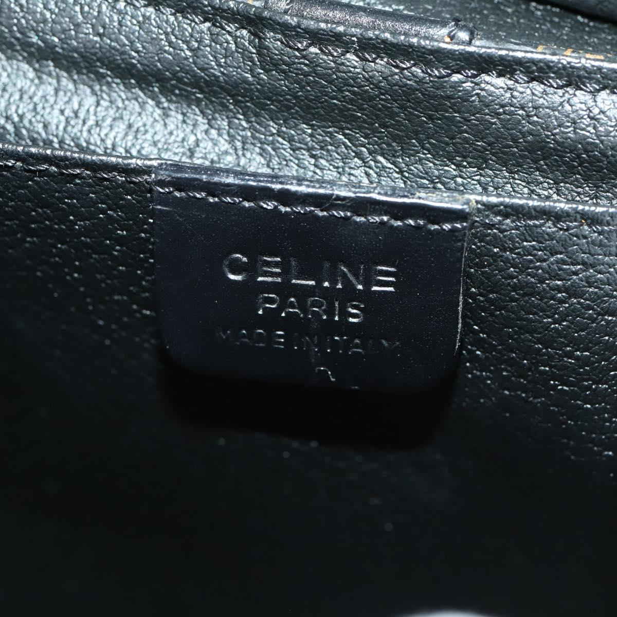 CELINE Macadam Canvas Hand Bag PVC Leather 2way Black Gold Auth 163425V