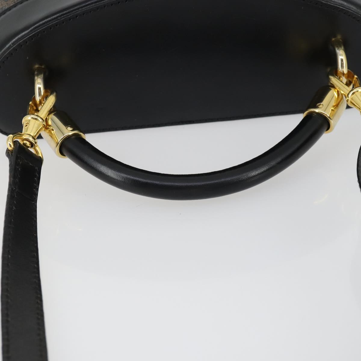 CELINE Macadam Canvas Hand Bag PVC Leather 2way Black Gold Auth 163425V