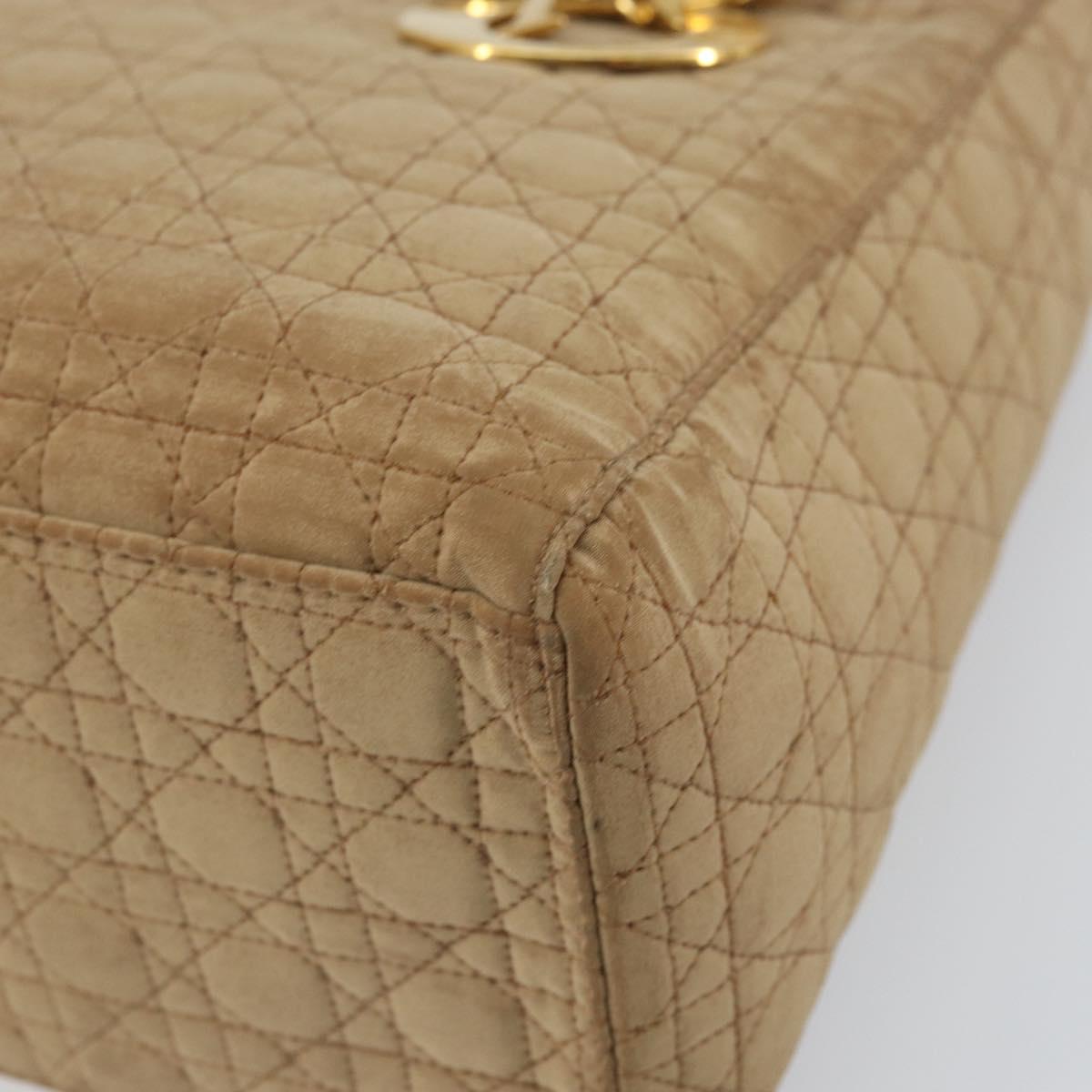 Christian Dior Lady Dior Canage Hand Bag Beige Gold Auth 163430