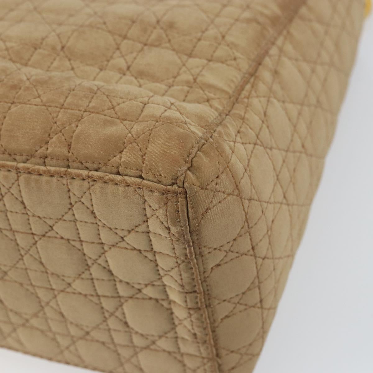 Christian Dior Lady Dior Canage Hand Bag Beige Gold Auth 163430