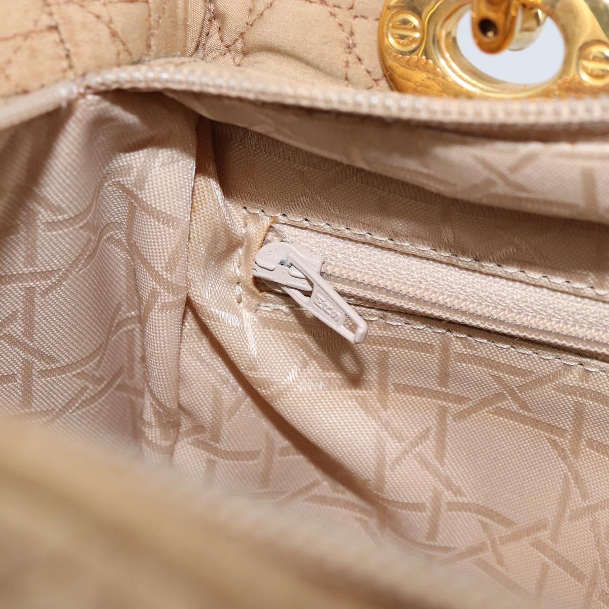 Christian Dior Lady Dior Canage Hand Bag Beige Gold Auth 163430