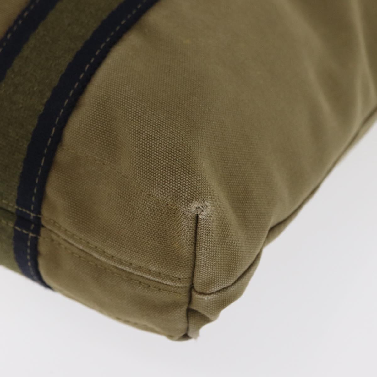 HERMES Fourre Tout Cabass Hand Bag Canvas Khaki Auth 163450