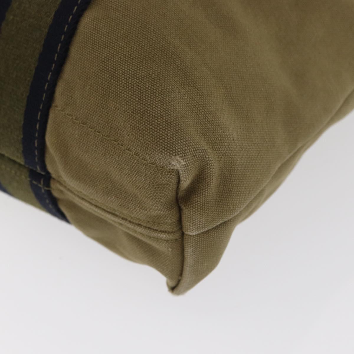 HERMES Fourre Tout Cabass Hand Bag Canvas Khaki Auth 163450