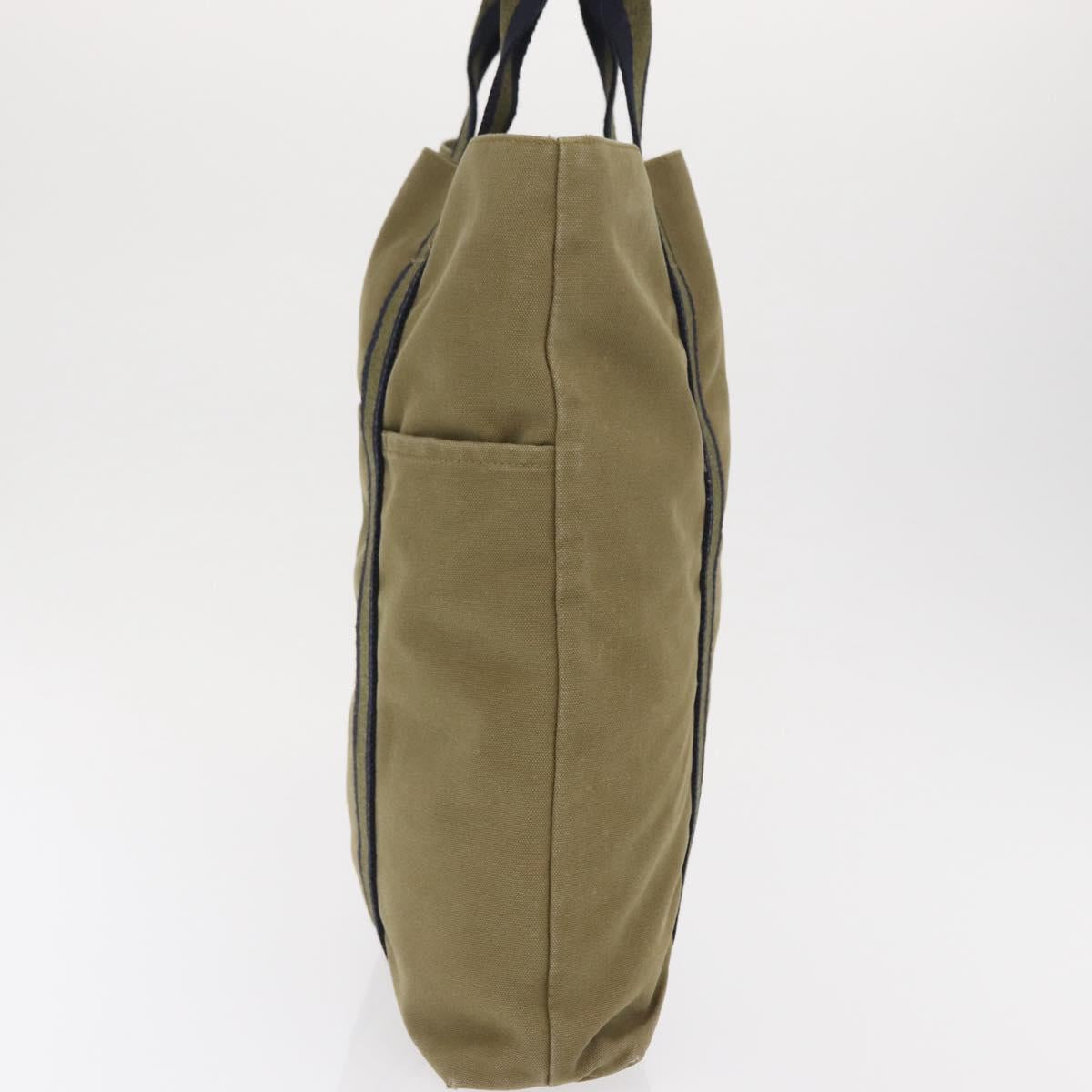 HERMES Fourre Tout Cabass Hand Bag Canvas Khaki Auth 163450