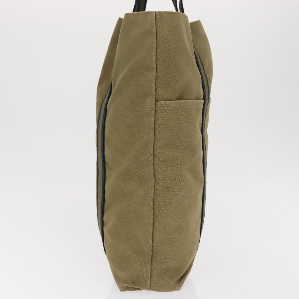 HERMES Fourre Tout Cabass Hand Bag Canvas Khaki Auth 163450