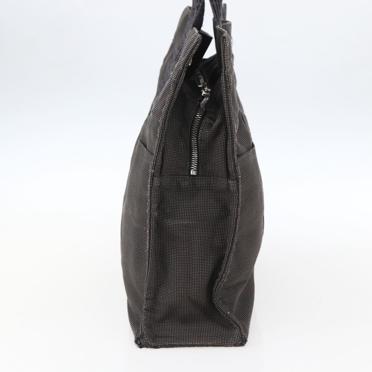 HERMES Her Line Tote MM Hand Bag Canvas Gray Auth 163451