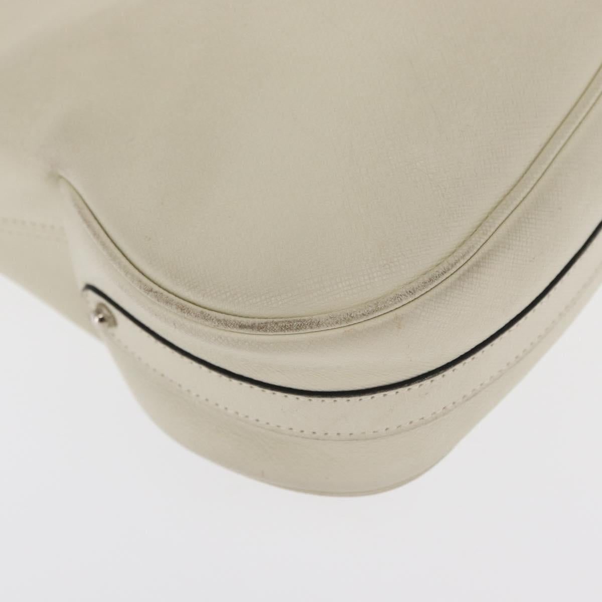 Salvatore Ferragamo Gancini Shoulder Bag Leather Ivory Silver Auth 163453