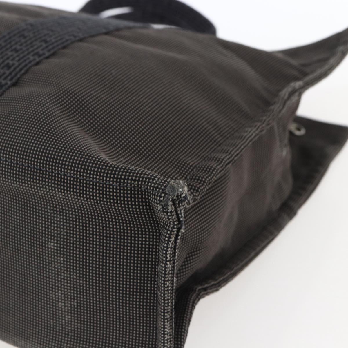 HERMES Her Line Tote MM Hand Bag Canvas Gray Auth 163456