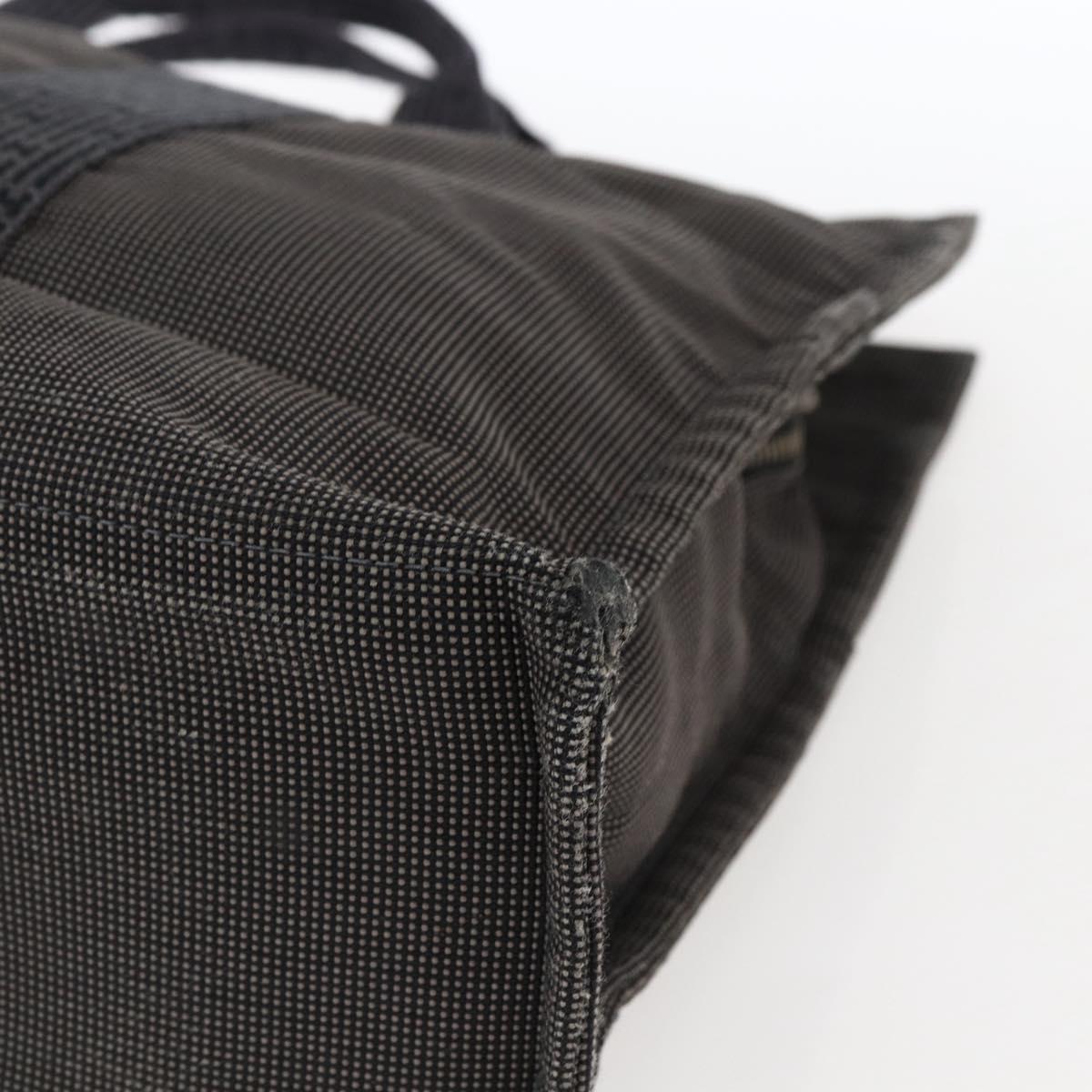 HERMES Her Line Tote MM Hand Bag Canvas Gray Auth 163456