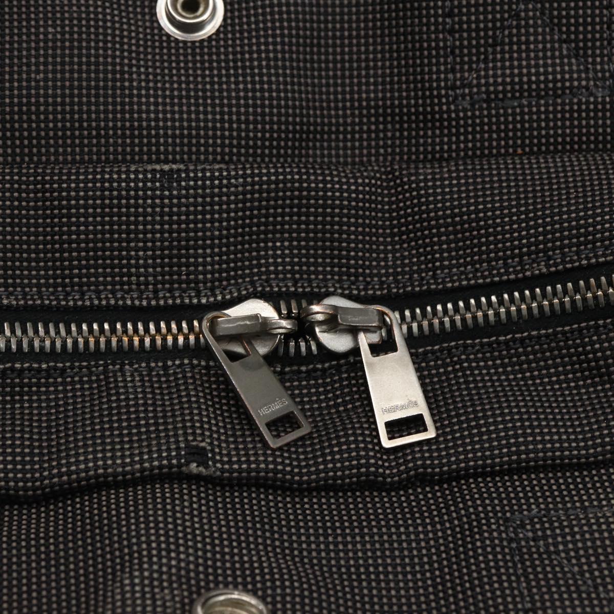 HERMES Her Line Tote MM Hand Bag Canvas Gray Auth 163456