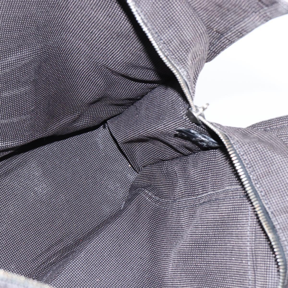 HERMES Her Line Tote MM Hand Bag Canvas Gray Auth 163456