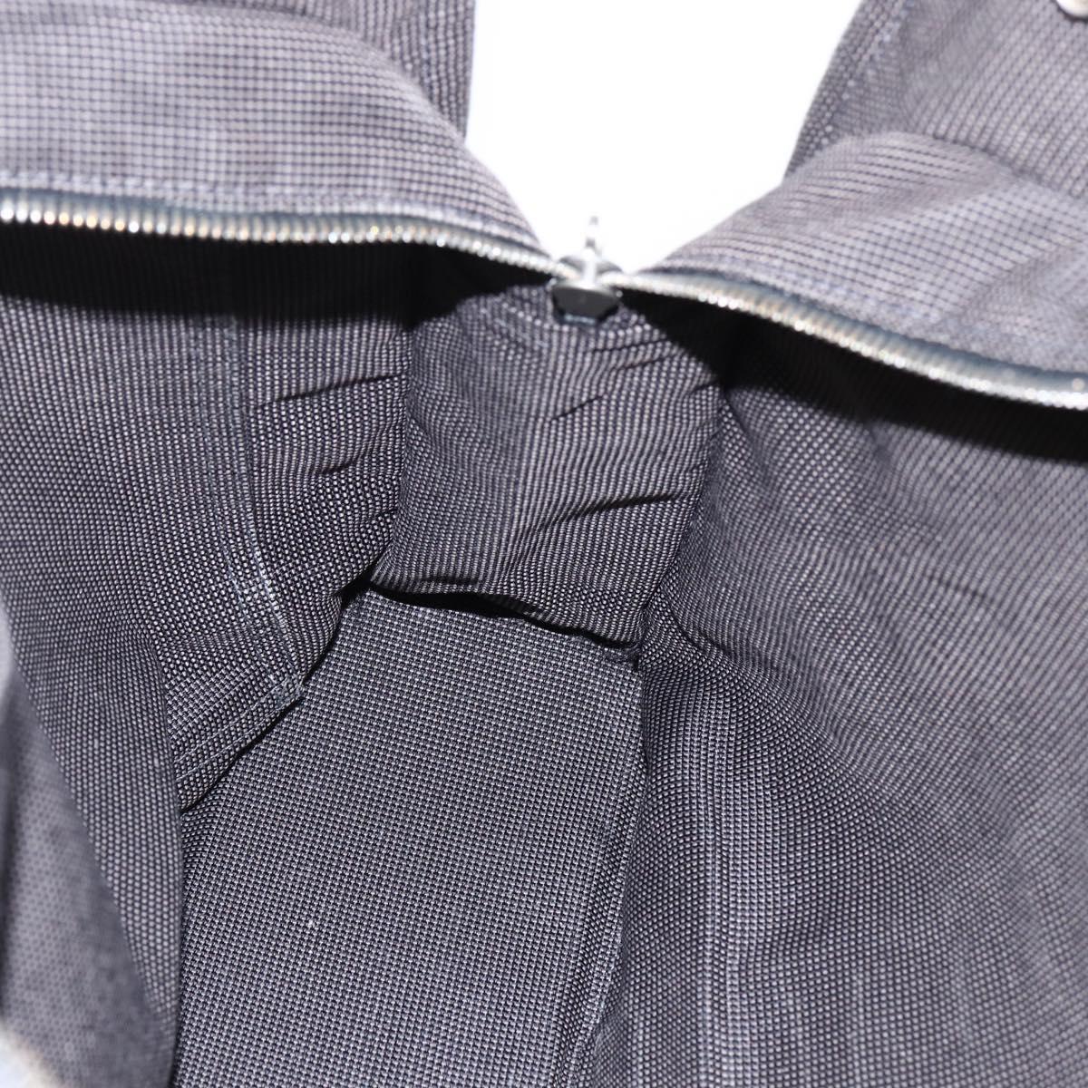 HERMES Her Line Tote MM Hand Bag Canvas Gray Auth 163456