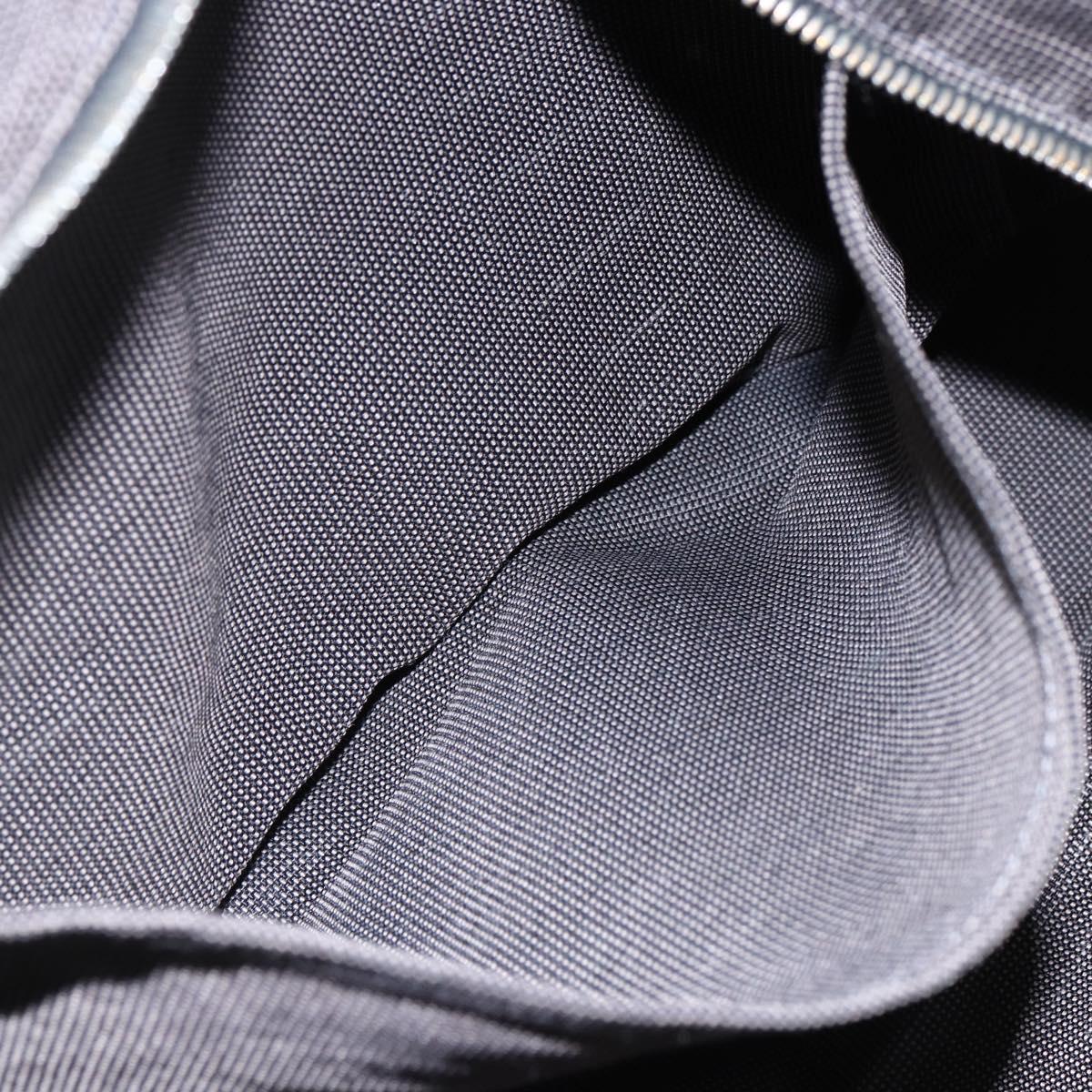 HERMES Her Line Tote MM Hand Bag Canvas Gray Auth 163456