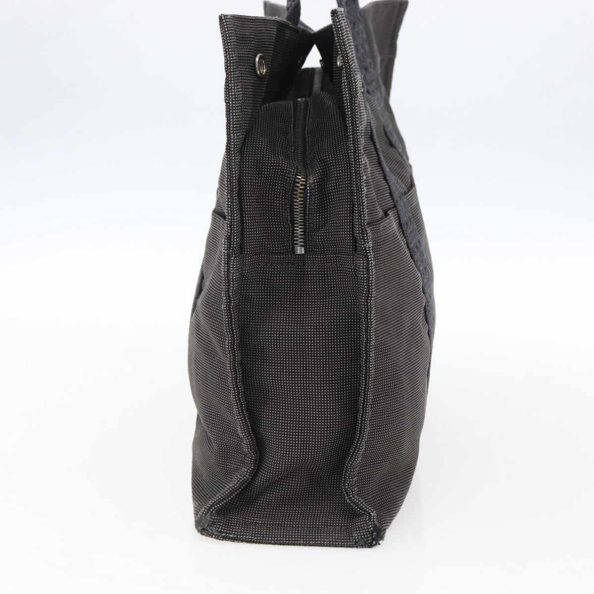 HERMES Her Line Tote MM Hand Bag Canvas Gray Auth 163456