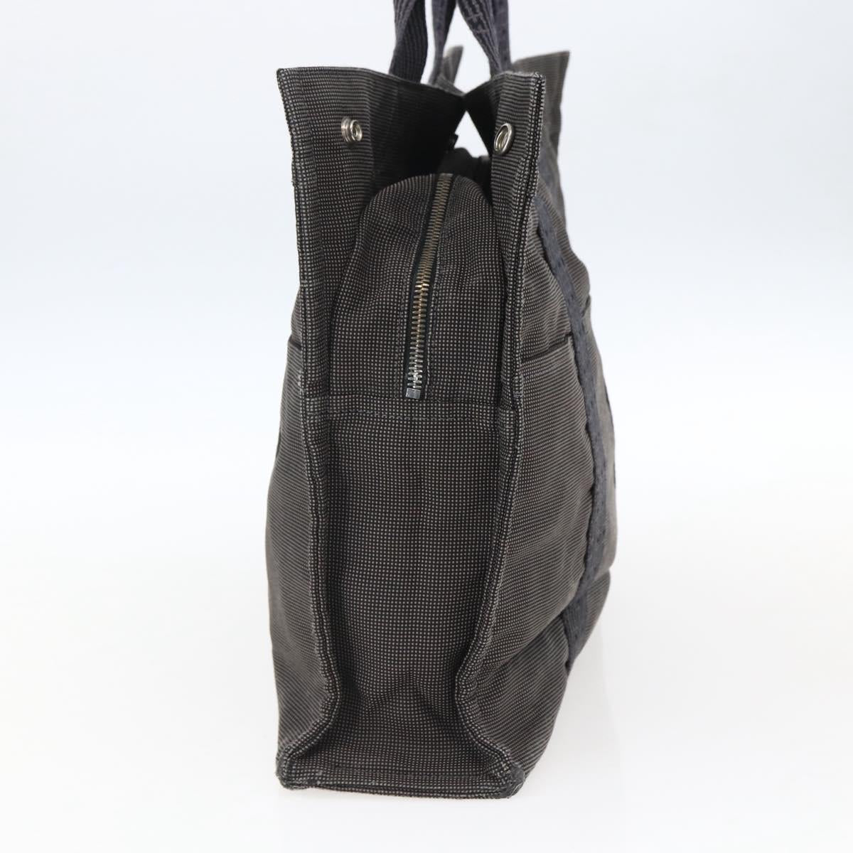 HERMES Her Line Tote MM Hand Bag Canvas Gray Auth 163456