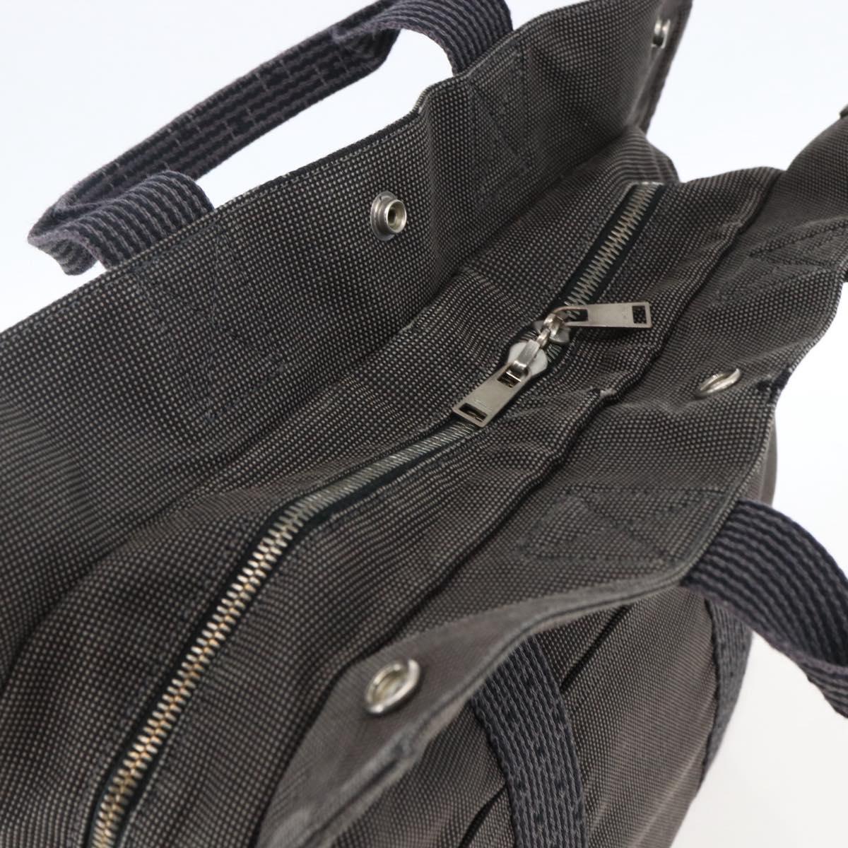 HERMES Her Line Tote MM Hand Bag Canvas Gray Auth 163456