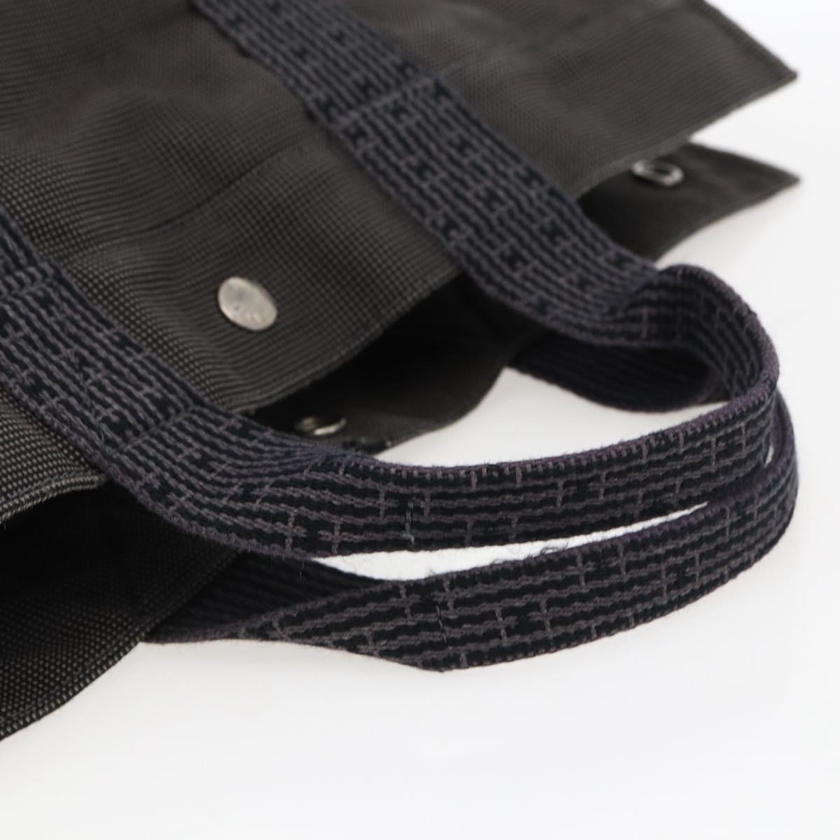 HERMES Her Line Tote MM Hand Bag Canvas Gray Auth 163456