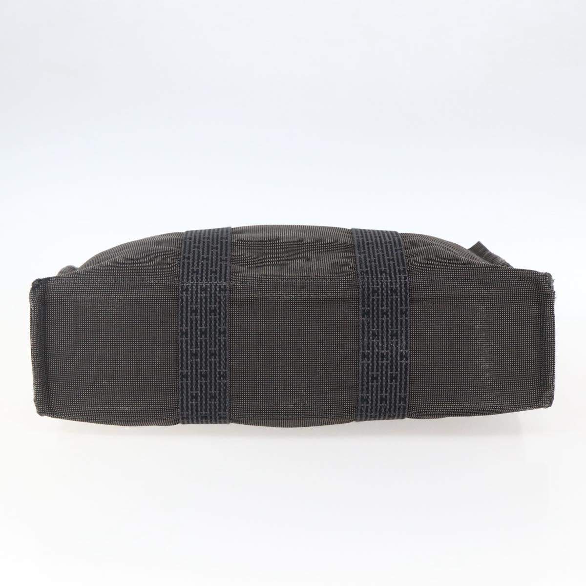 HERMES Her Line Tote MM Hand Bag Canvas Gray Auth 163456