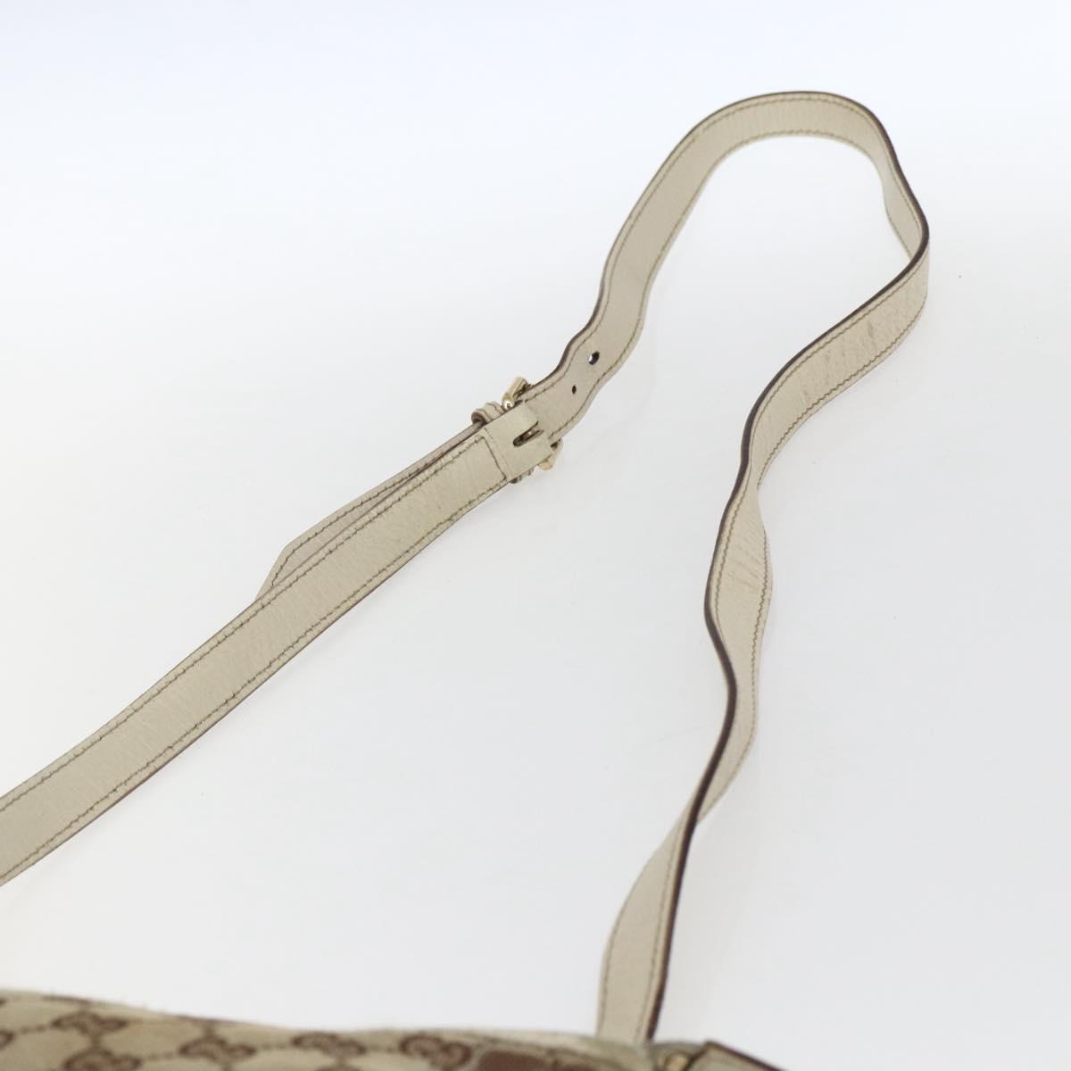GUCCI GG Canvas Sherry Line Shoulder Bag Beige Gold 144388 Auth 163466