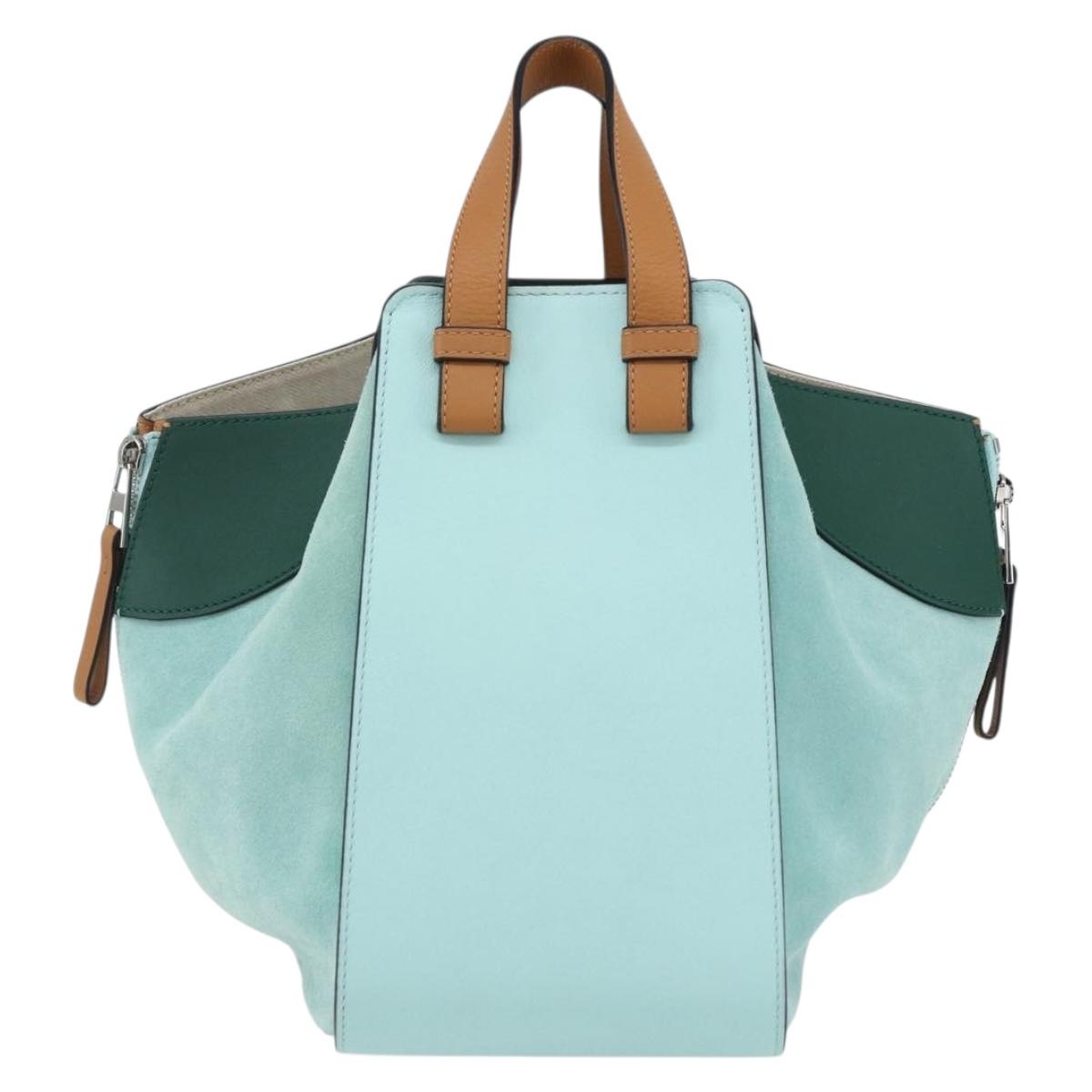 LOEWE Hammock Hand Bag Leather Light Blue Silver Auth 163467SAM