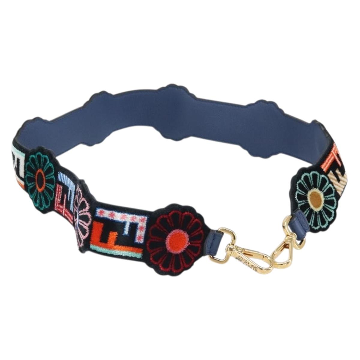 FENDI Zucca Canvas Shoulder Strap Multicolor Gold Auth 163474V