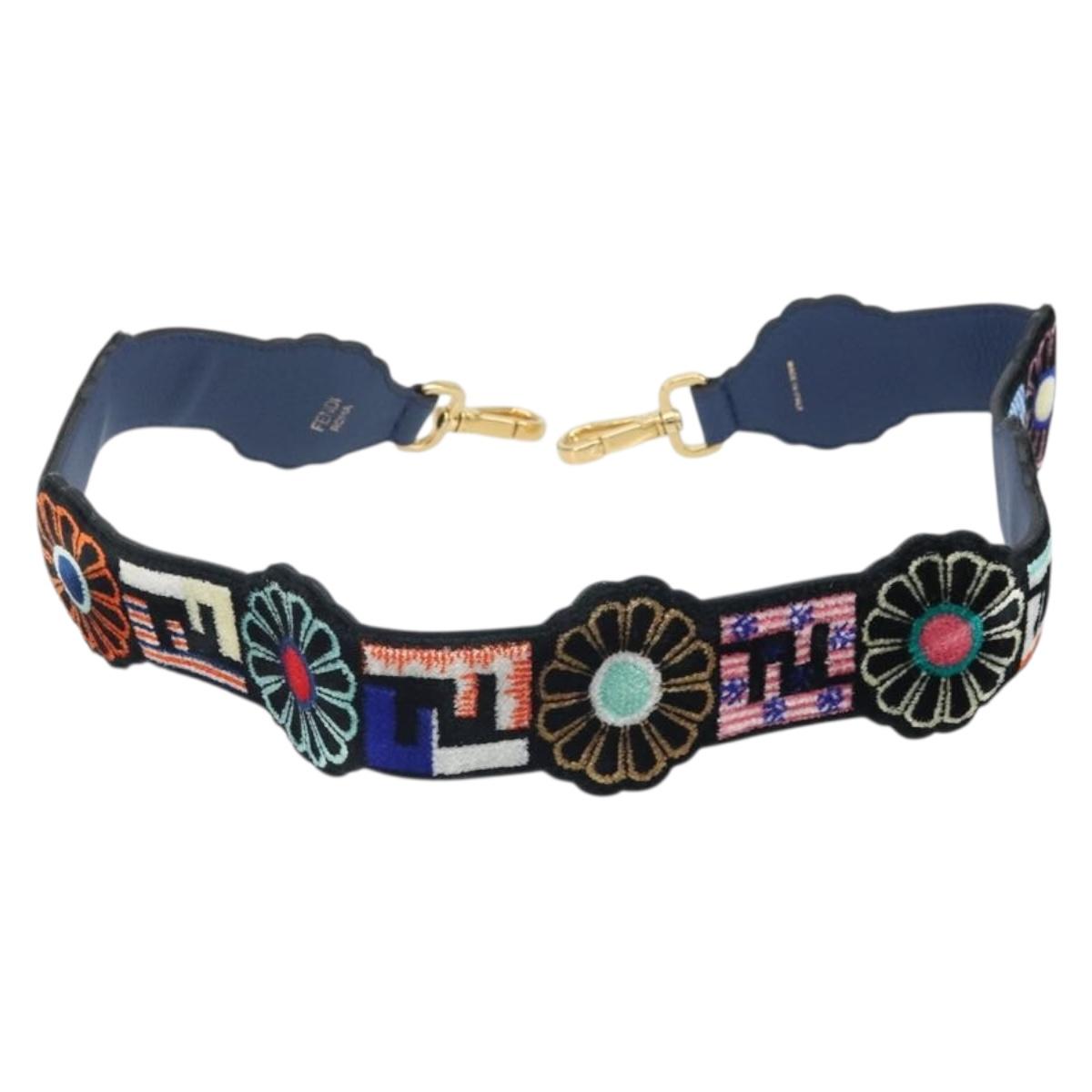 FENDI Zucca Canvas Shoulder Strap Multicolor Gold Auth 163474V