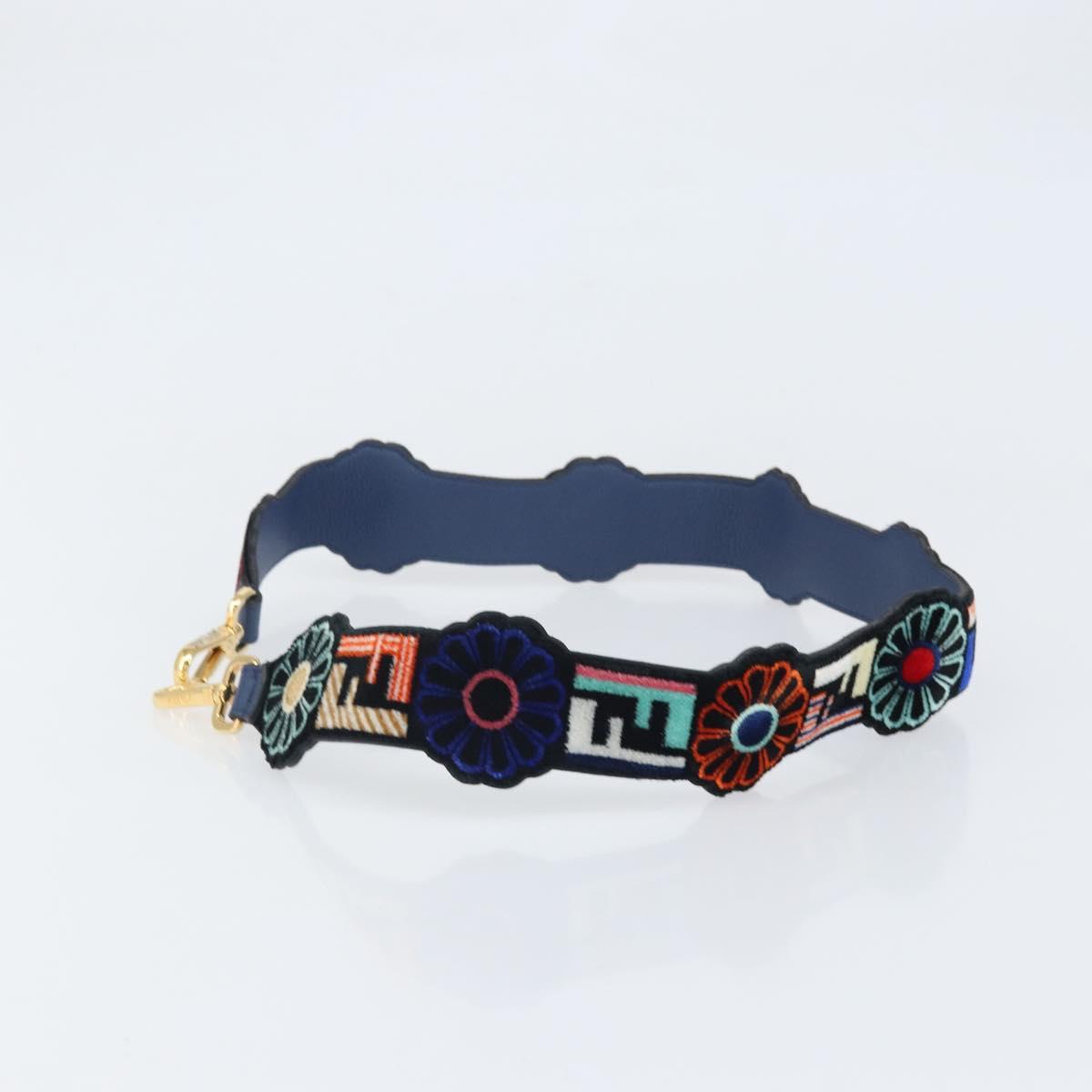 FENDI Zucca Canvas Shoulder Strap Multicolor Gold Auth 163474V