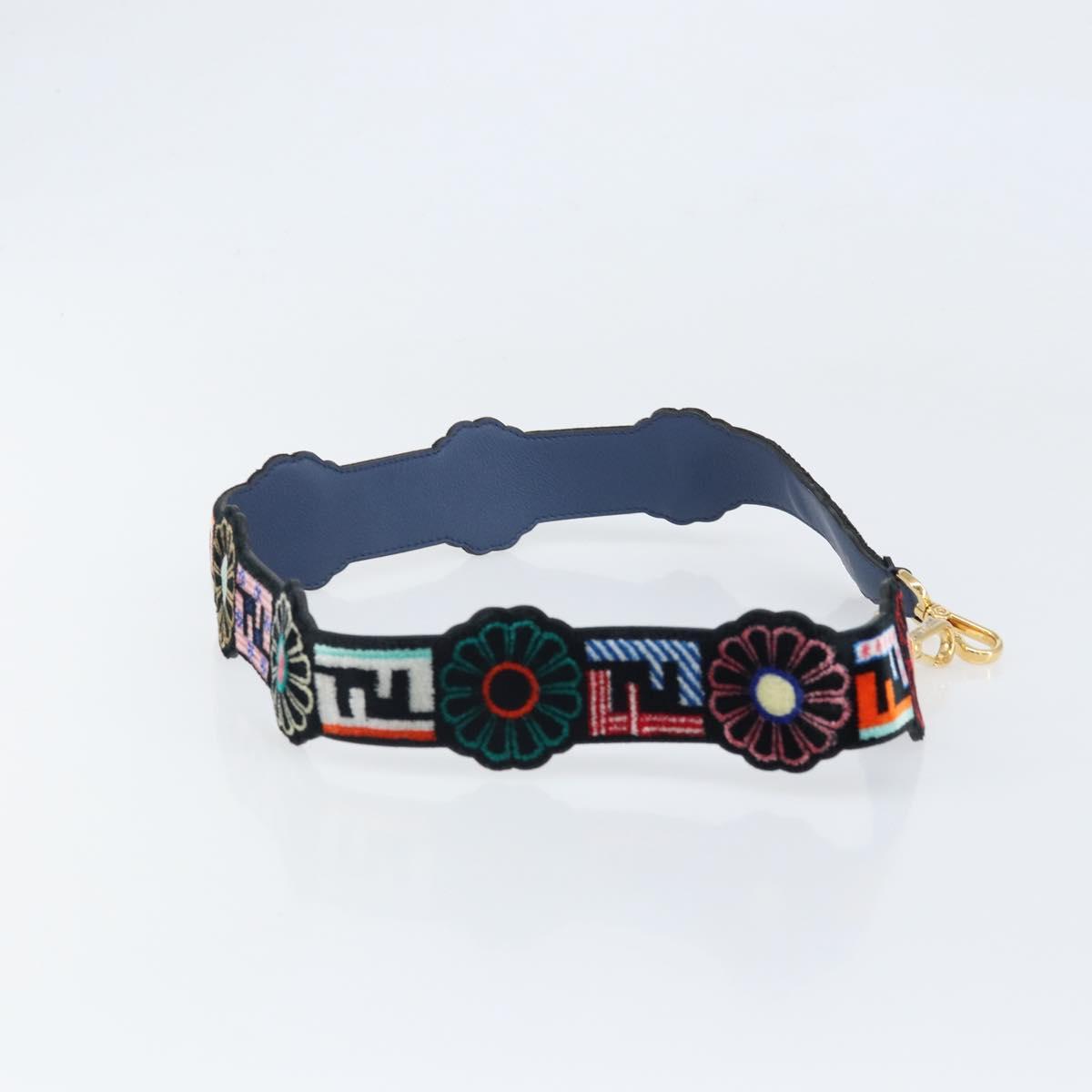 FENDI Zucca Canvas Shoulder Strap Multicolor Gold Auth 163474V