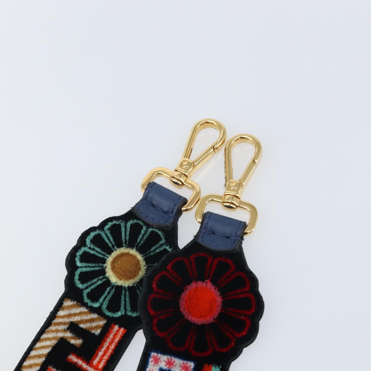 FENDI Zucca Canvas Shoulder Strap Multicolor Gold Auth 163474V