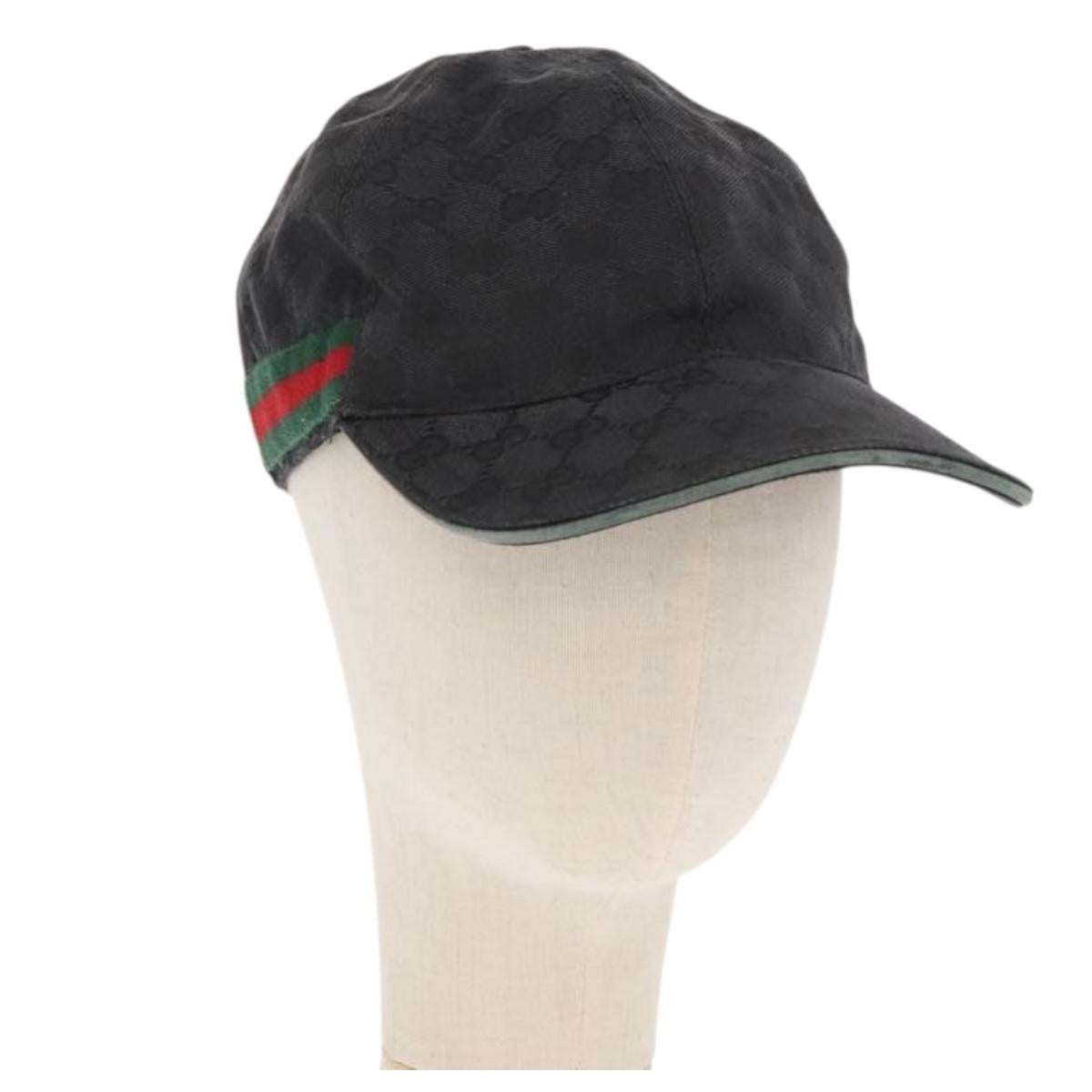 GUCCI GG Canvas Web Sherry Line Cap Black Red Green 200035 Auth 163480