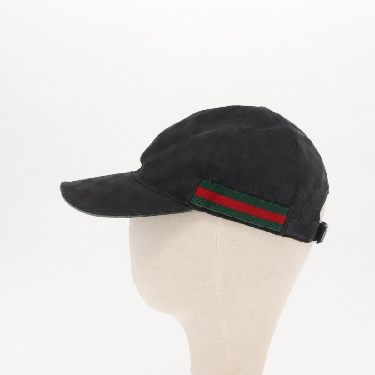 GUCCI GG Canvas Web Sherry Line Cap Black Red Green 200035 Auth 163480