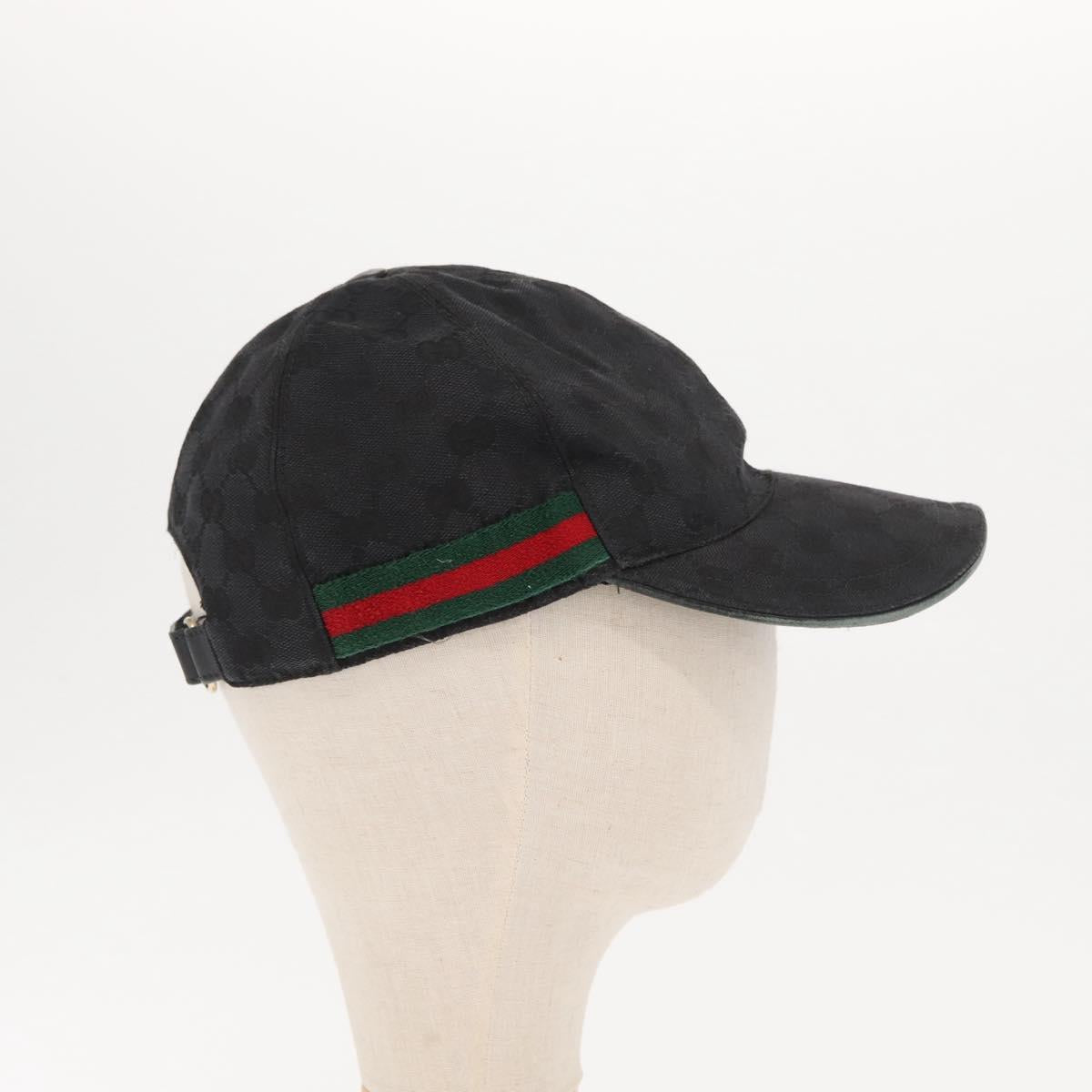 GUCCI GG Canvas Web Sherry Line Cap Black Red Green 200035 Auth 163480