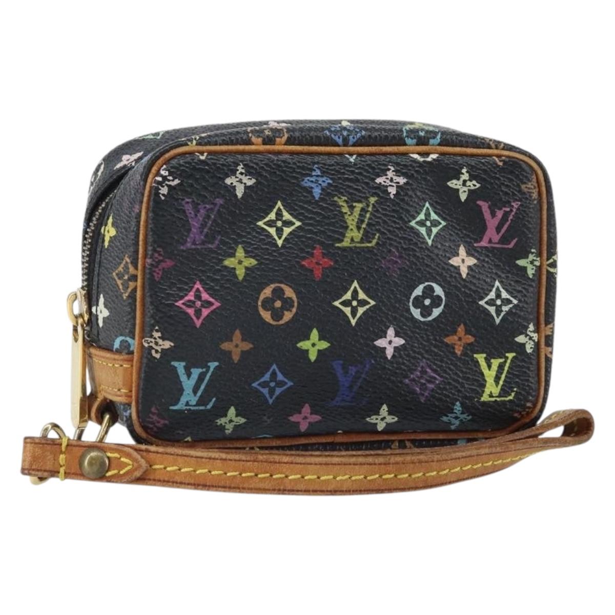 LOUIS VUITTON Monogram Multicolor Trousse Wapity Pouch Black M58034 Auth 163481