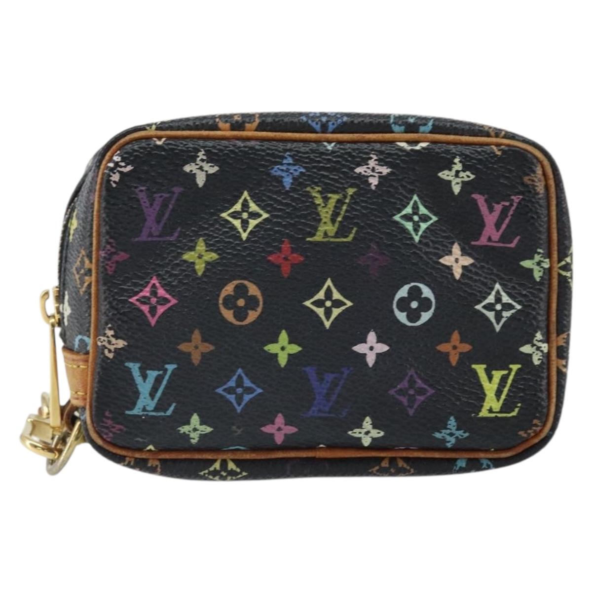 LOUIS VUITTON Monogram Multicolor Trousse Wapity Pouch Black M58034 Auth 163481