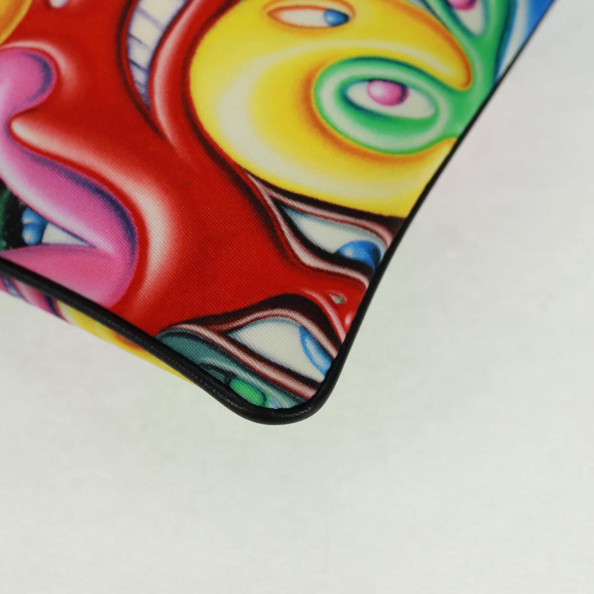 Christian Dior Clutch Bag Nylon Multicolor Silver Auth 163482V