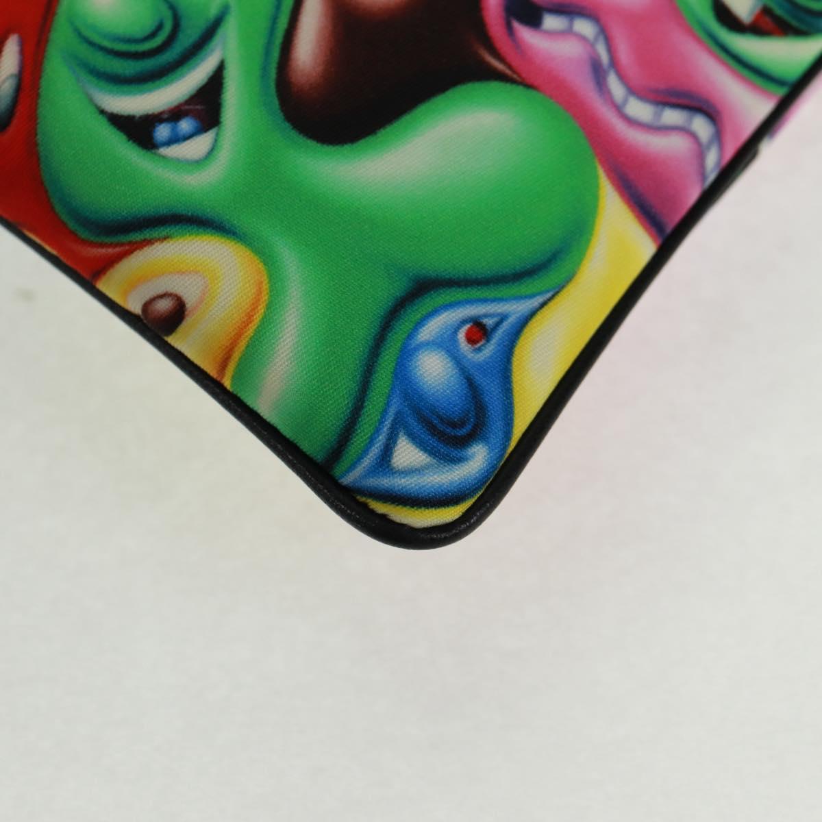 Christian Dior Clutch Bag Nylon Multicolor Silver Auth 163482V