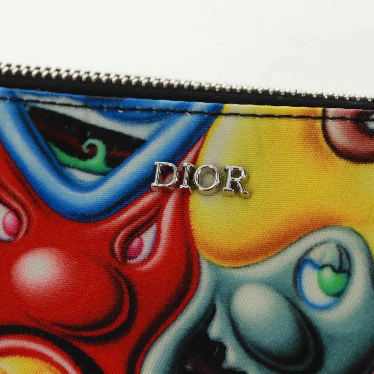 Christian Dior Clutch Bag Nylon Multicolor Silver Auth 163482V
