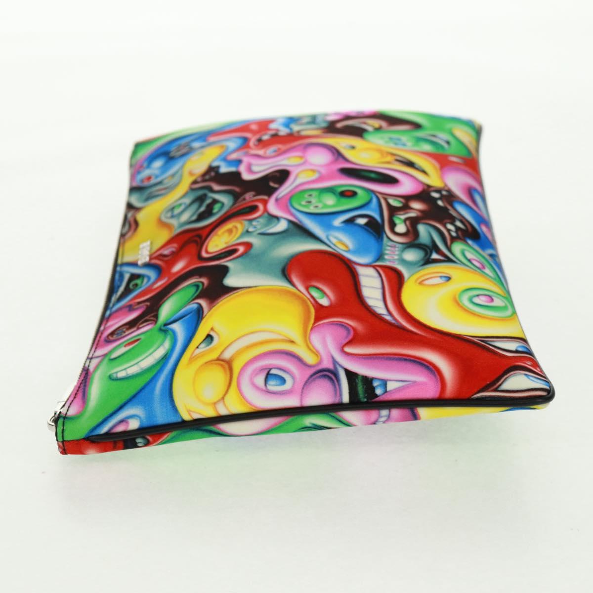 Christian Dior Clutch Bag Nylon Multicolor Silver Auth 163482V