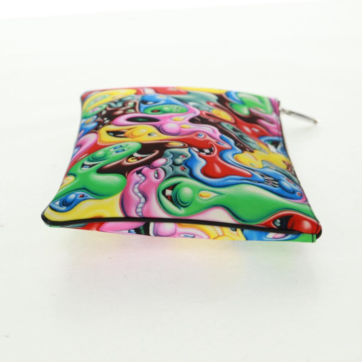Christian Dior Clutch Bag Nylon Multicolor Silver Auth 163482V