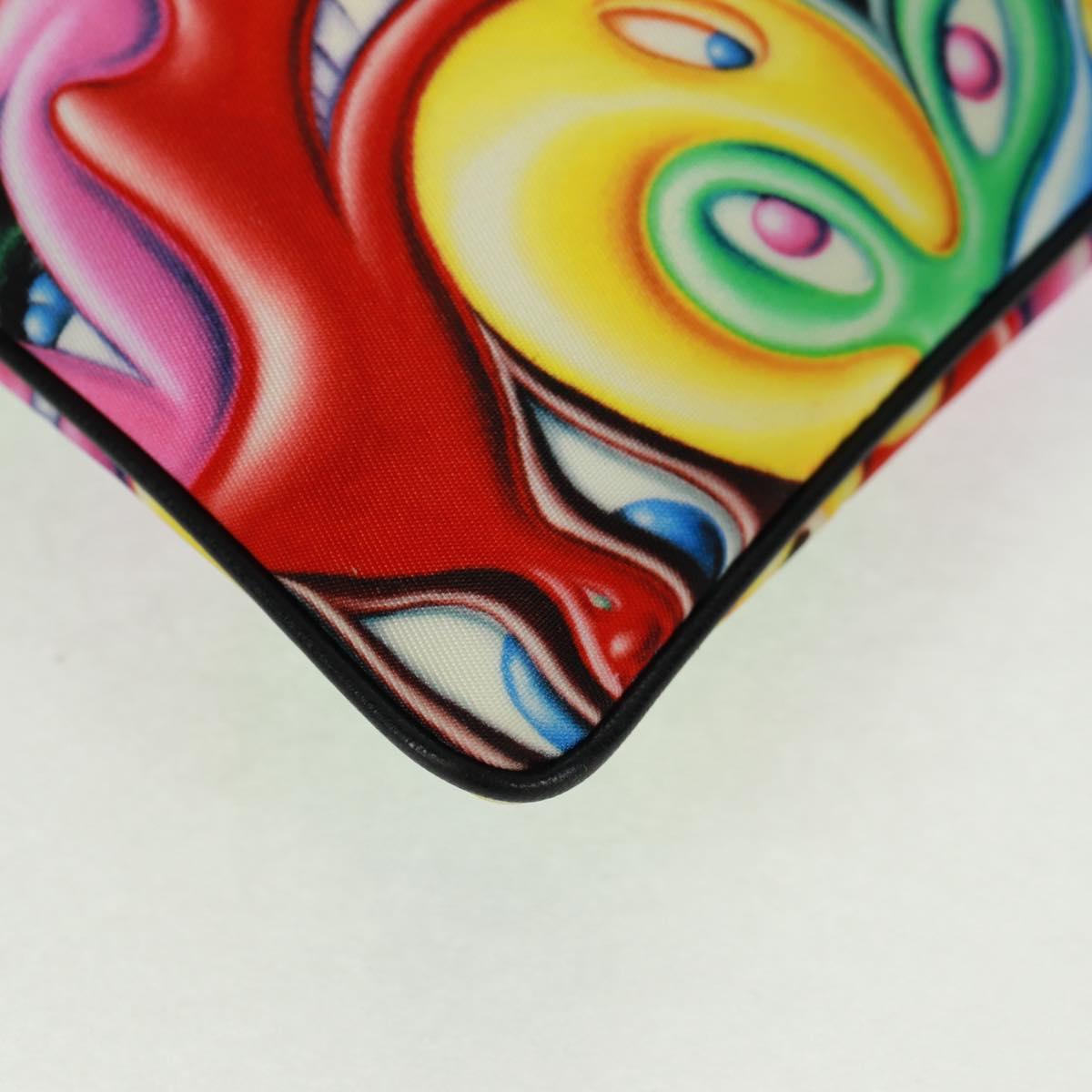 Christian Dior Clutch Bag Nylon Multicolor Silver Auth 163482V