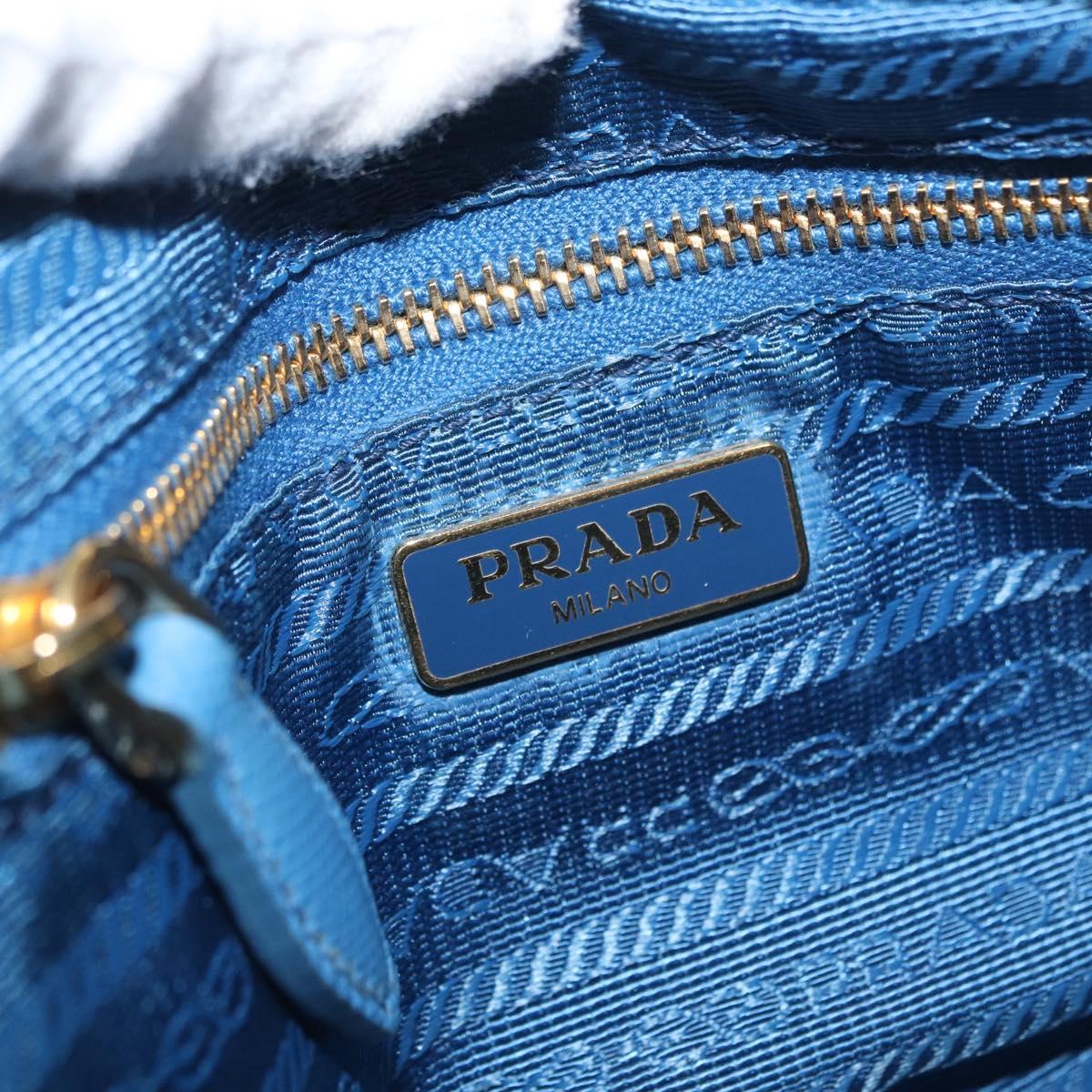 PRADA Pouch Cotton Light Blue Gold Auth 163486