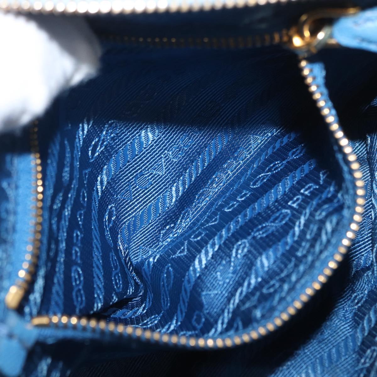 PRADA Pouch Cotton Light Blue Gold Auth 163486