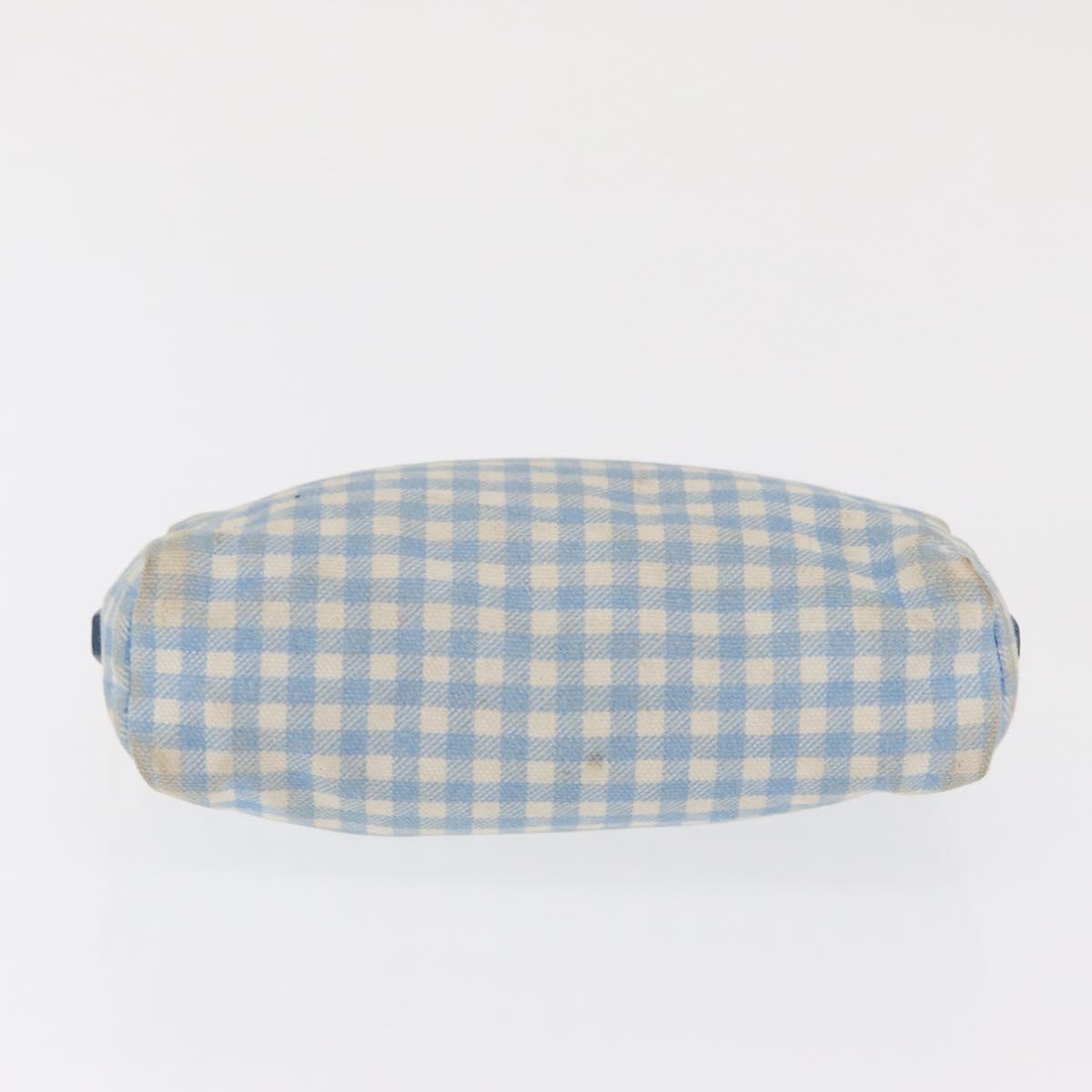 PRADA Pouch Cotton Light Blue Gold Auth 163486