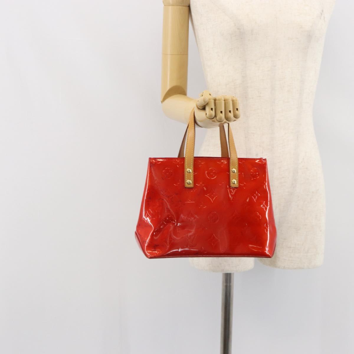 LOUIS VUITTON Monogram Vernis Reade PM Hand Bag Red Rouge M91088 LV Auth 163495