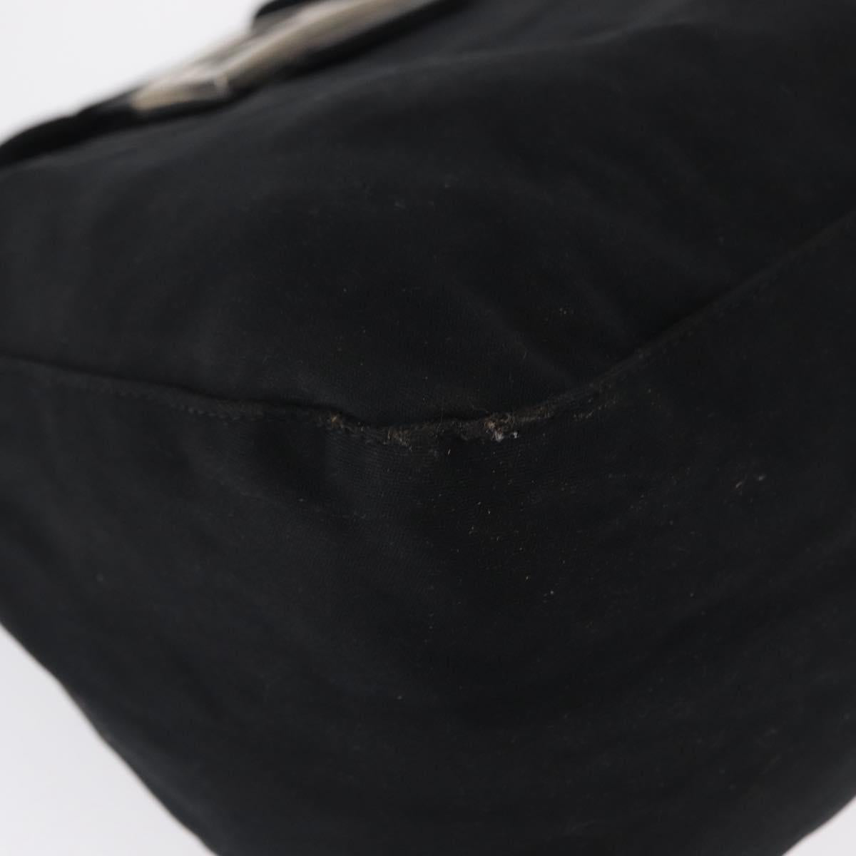 FENDI Mamma Baguette Shoulder Bag Nylon Black Silver Auth 163500
