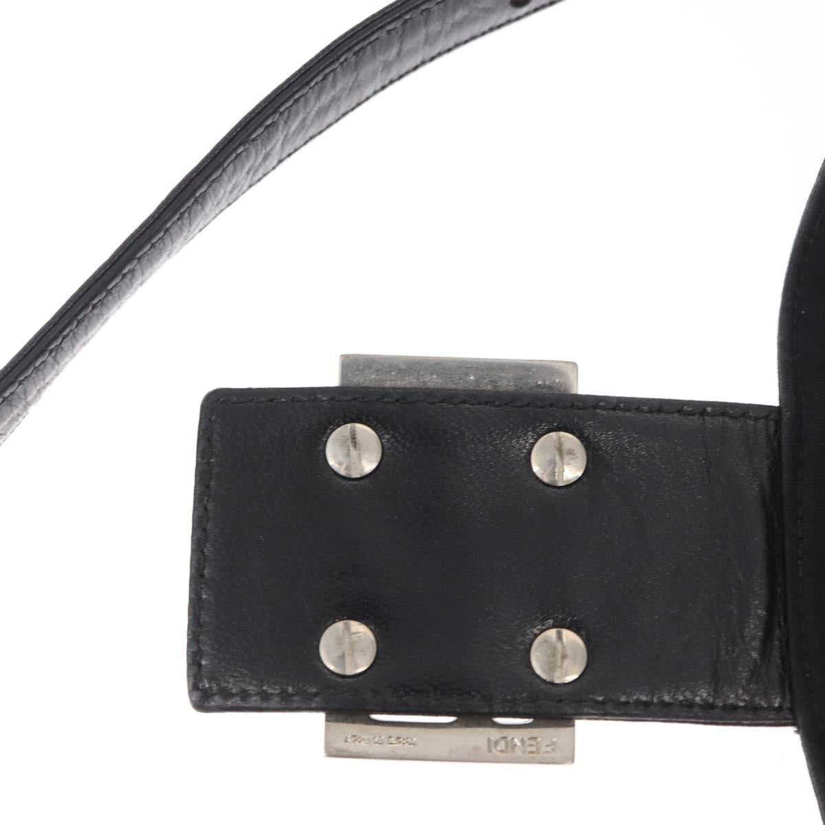 FENDI Mamma Baguette Shoulder Bag Nylon Black Silver Auth 163500