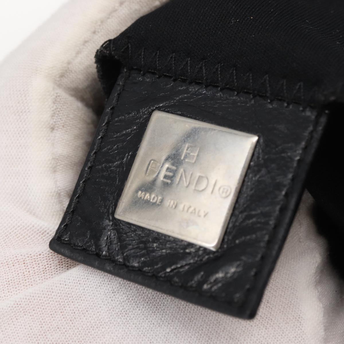 FENDI Mamma Baguette Shoulder Bag Nylon Black Silver Auth 163500
