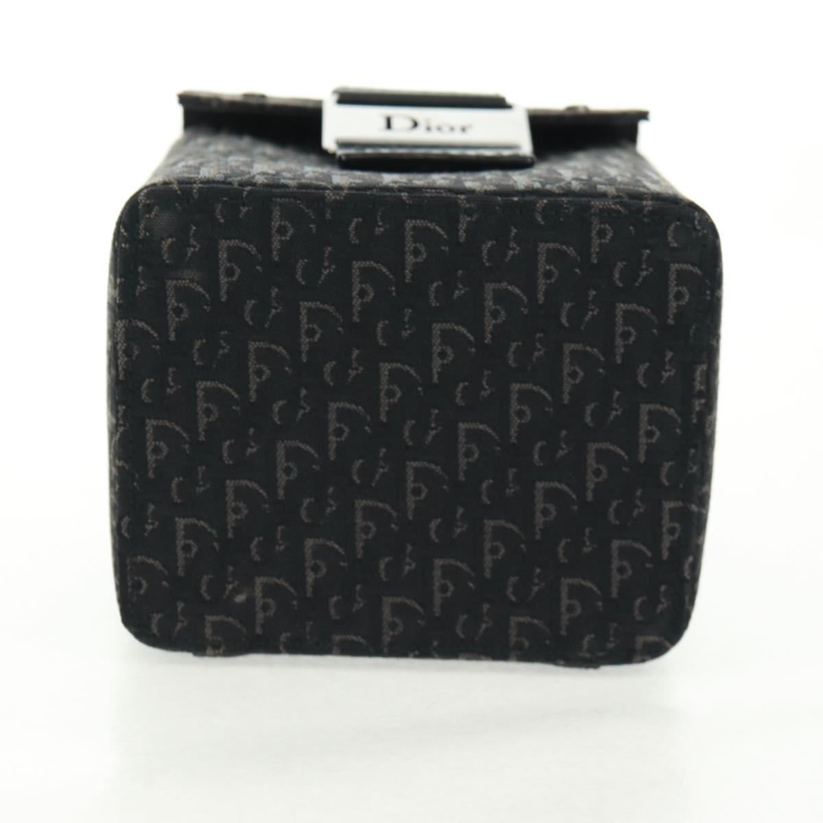 Christian Dior Trotter Canvas Vanity Hand Bag Black Silver Auth 163501V