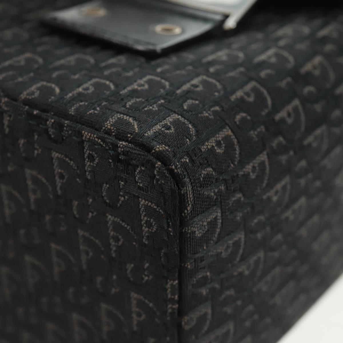 Christian Dior Trotter Canvas Vanity Hand Bag Black Silver Auth 163501V